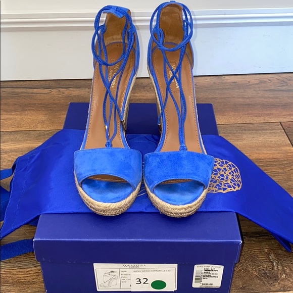 Aquazzura Wedge Espadrille Mondrian Blue 39.5 - Picture 1 of 8